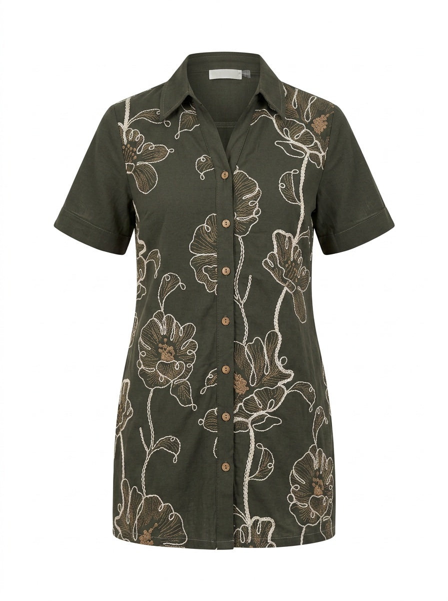 Olive Grove Embroidered Dress
