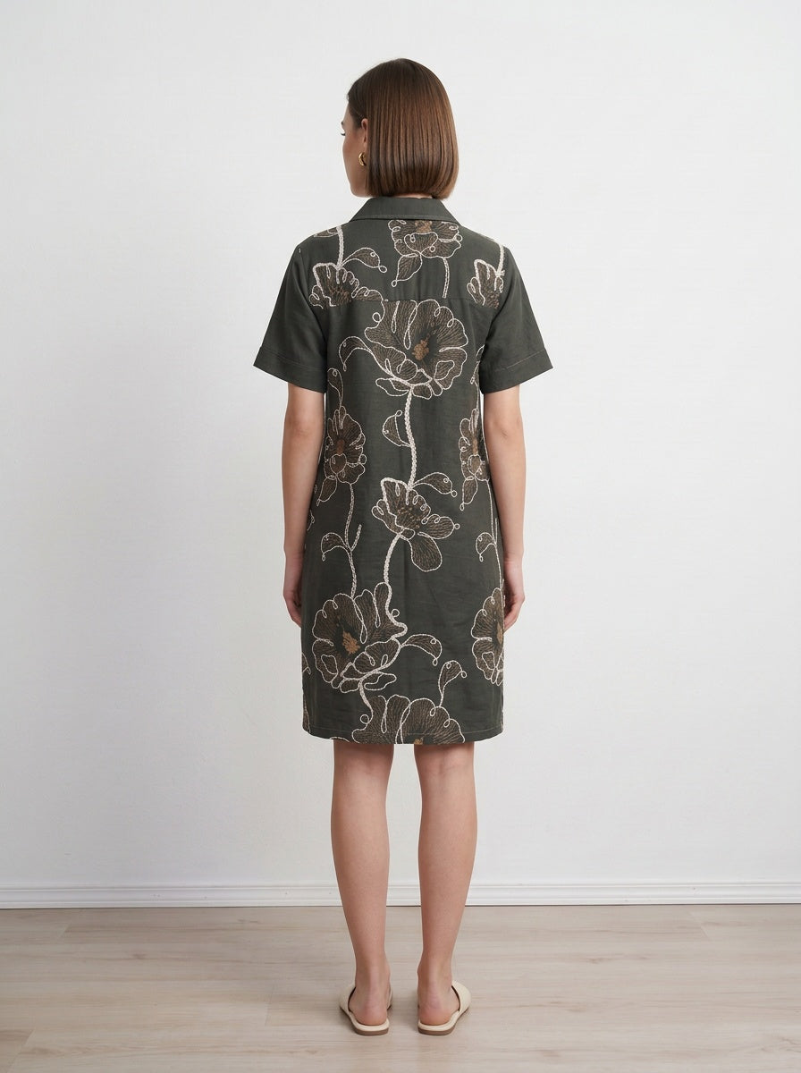 Olive Grove Embroidered Dress